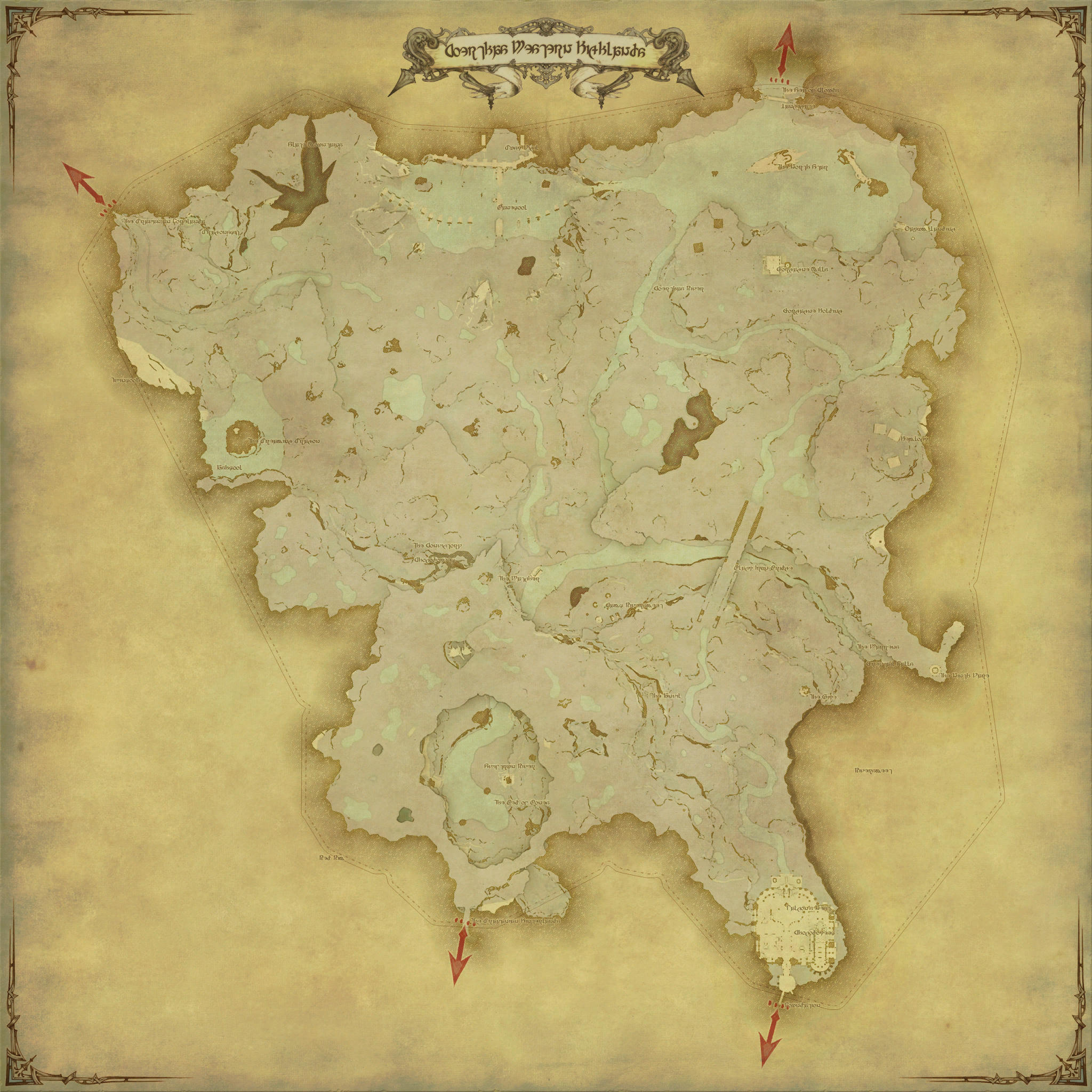 Karte Westliches Hochland von Coerthas